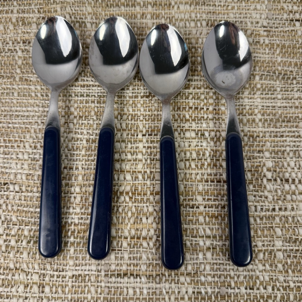 REED & BARTON REBACRAFT FLATWARE Nouvelle‎ stainless Teaspoons Lot Of  4 Blue